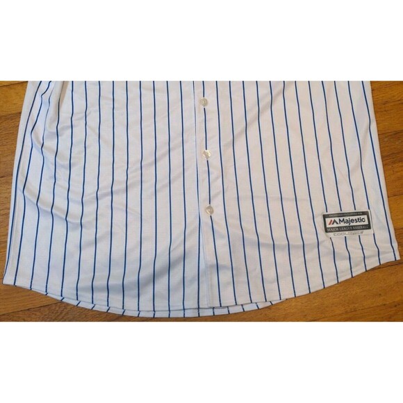 Majestic Chicago Cubs CoolBase Pinstripe Jersey XL w/2016 Postseason Patch Rare - Picture 3 of 13